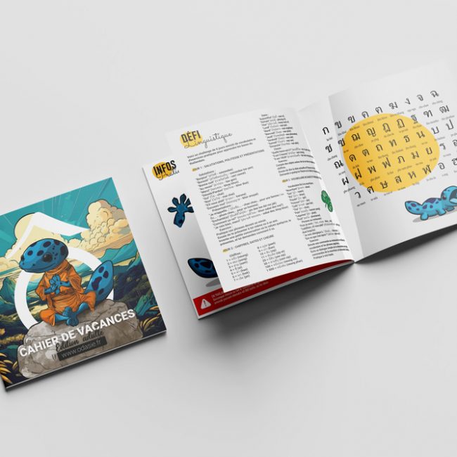 exemple de design pour un cahier de jeux de vacances pour ÔDASIE