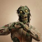 Visuel d'un zombi faisant un coeur avec ses mains en 3D